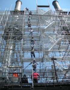 worker’s inspect scaffolding frames as part of their scaffolding safety procedures