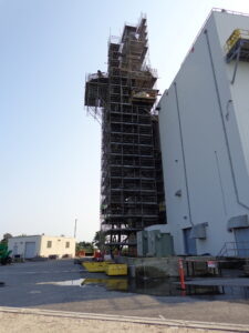 scaffolding at NASA’s Wallops Island Flight Facility.