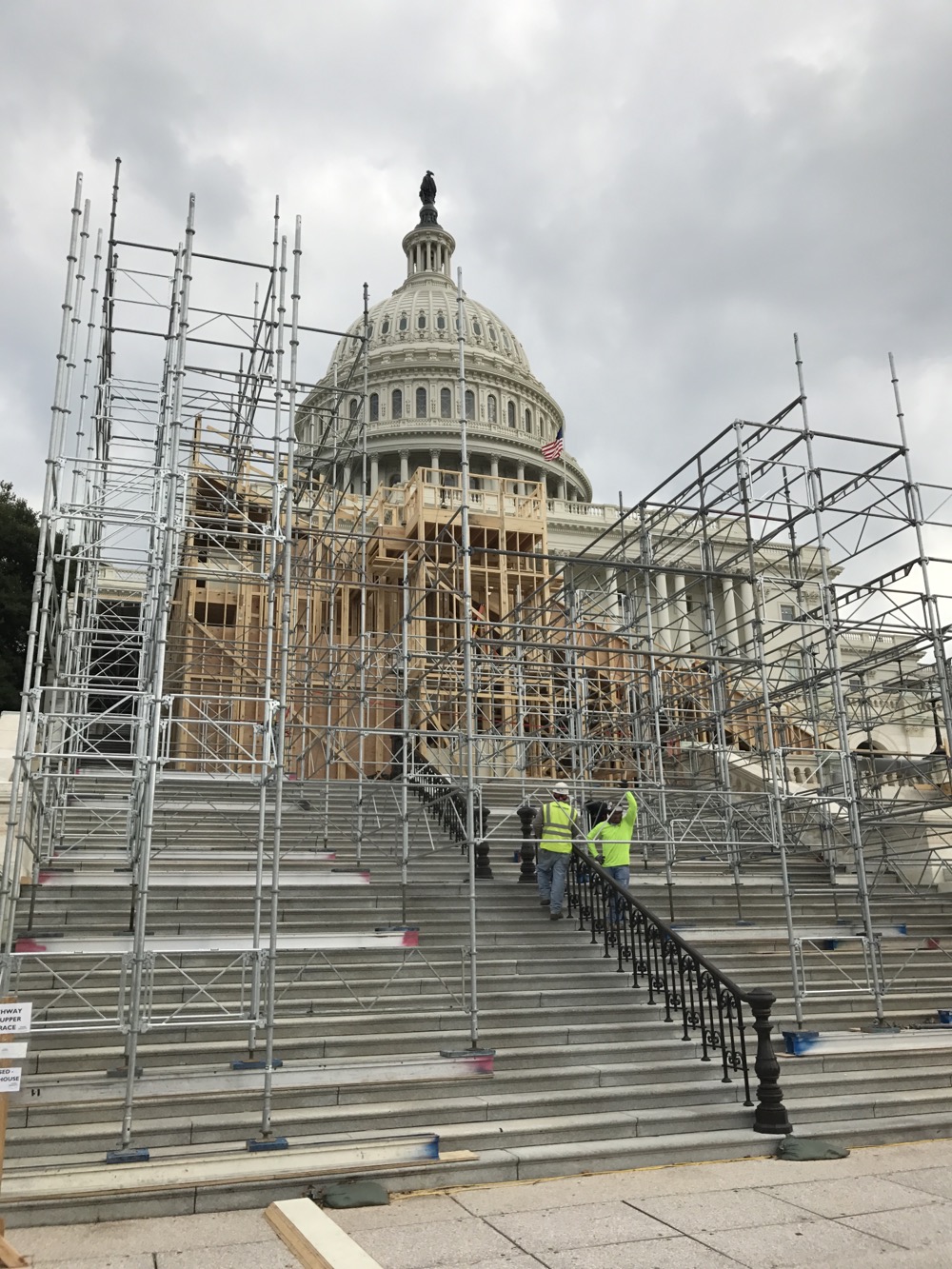 OSHA competent persons inspect scaffolding for the inauguration at the US Capitol.