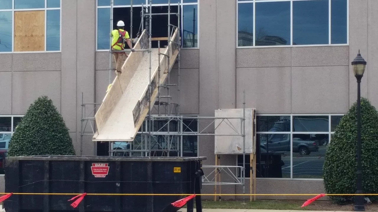 trash chute scaffolding solution